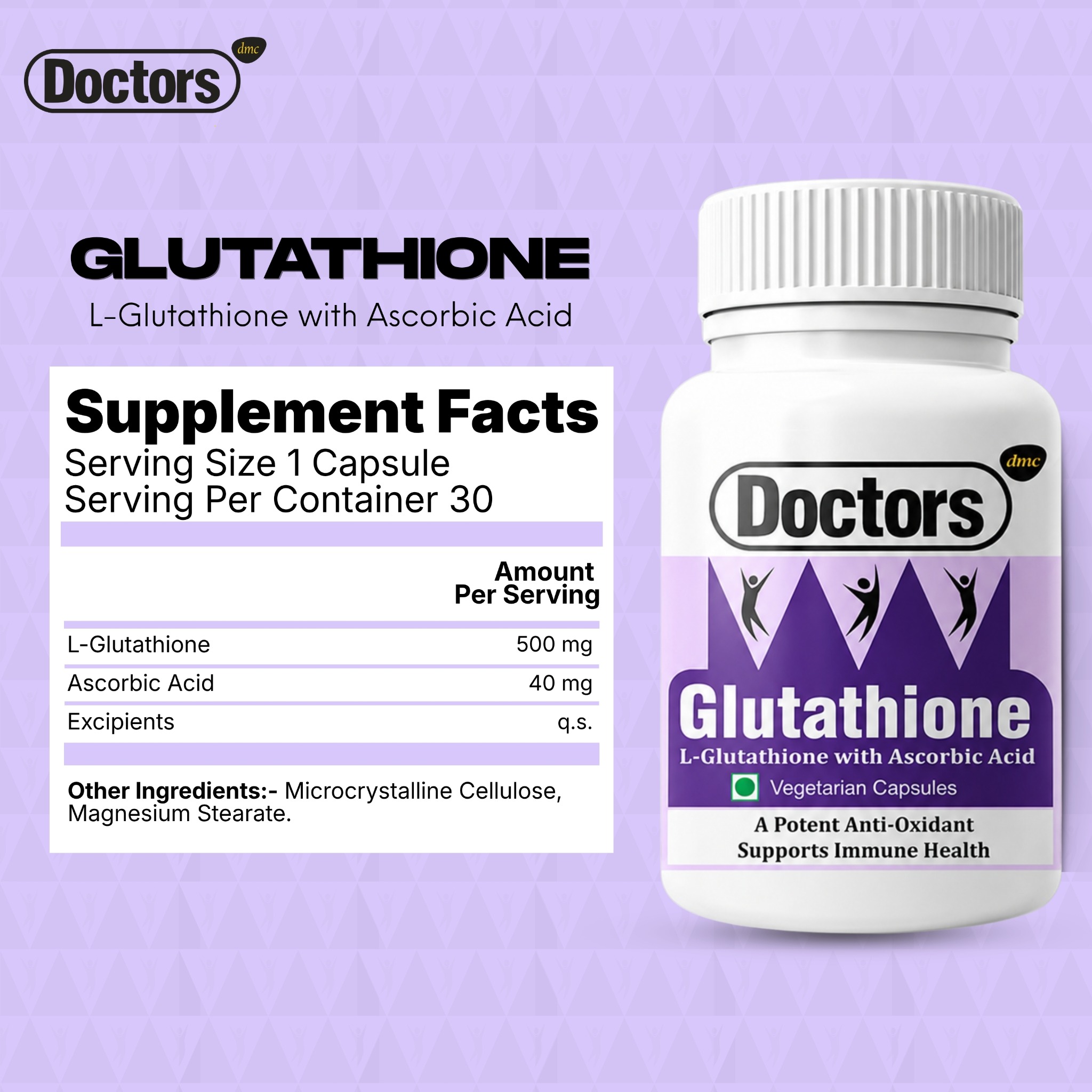 Original Supplement Facts graphic for Doctors DMC Glutathione